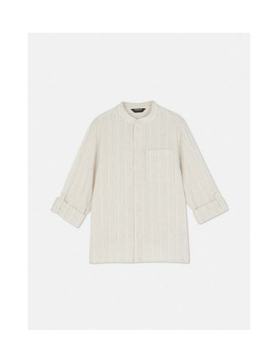 Chemise à col grand-père et manches retroussées