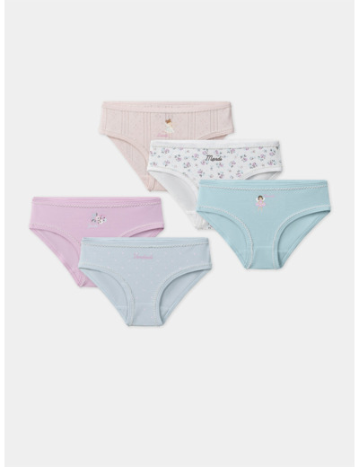 Lot de 5 culottes imprimées ou uni Fille