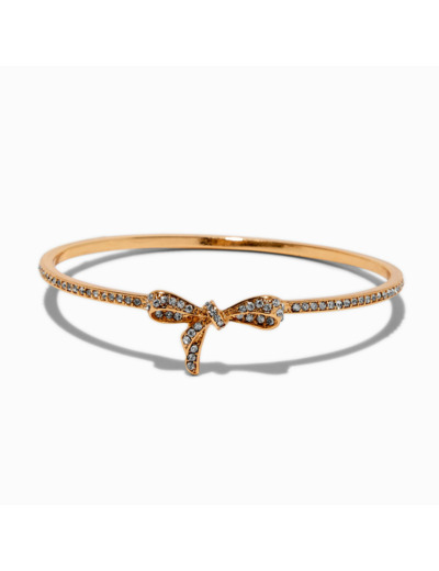 Bracelet fin bangle nœud zircon cubique couleur dorée