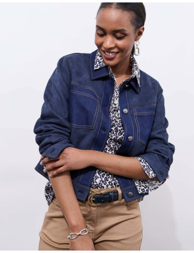 Blouson en suédine uni décoré MARINE Femme