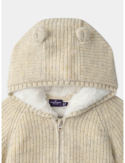 Veste à capuche en tricot  fourré