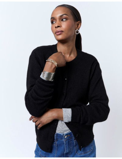 Gilet en mélange laine uni NOIR Femme