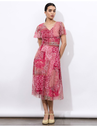 Robe longue imprimée MULTICOLORE