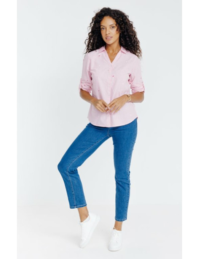 Chemise rayée avec broderie coeur