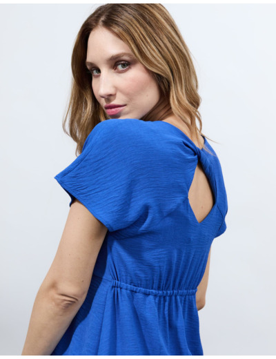 Robe midi unie BLEU