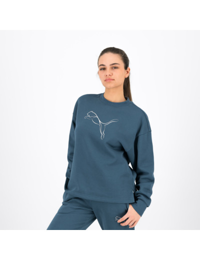 Sweat imprimé logo Puma femme - vert