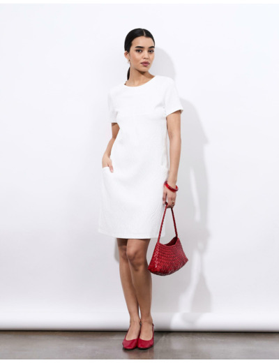 Robe midi jacquard BLANC