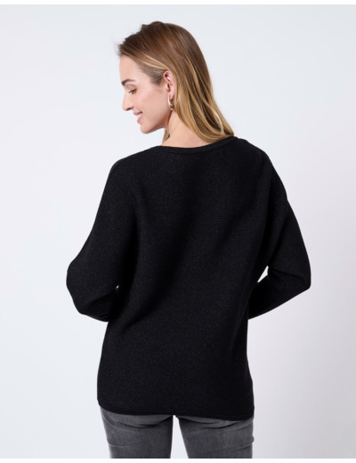 Pull fin uni NOIR Femme