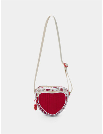 Sac coeur rouge et imprimé fleuri à bandoulière Fille