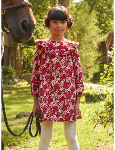 Robe fleurie en velours côtelé