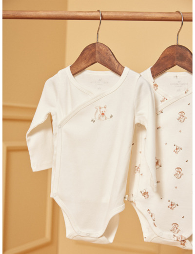 2 bodies de naissance écrus en coton