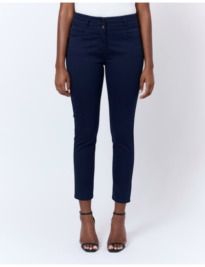 Pantalon 7/8 slim uni MARINE Femme