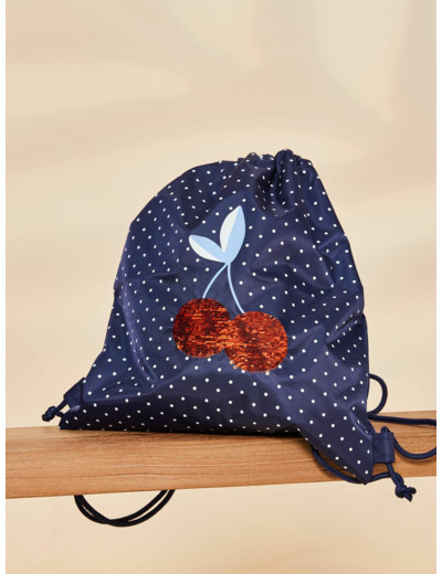 Sac à dos bleu marine à pois blancs