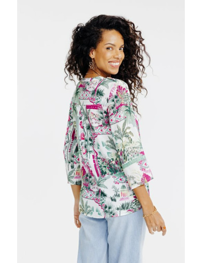 Tunique col chemise imprimé patch animal