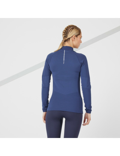 TEE SHIRT MANCHES LONGUES RUNNING SANS COUTURES FEMME - KIPRUN SKINCARE BLEU