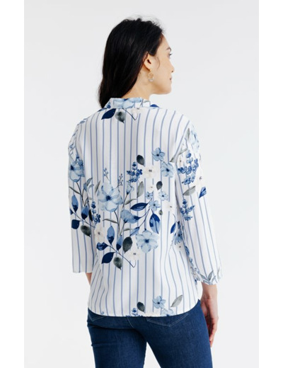 Chemise rayée imprimé fleuri