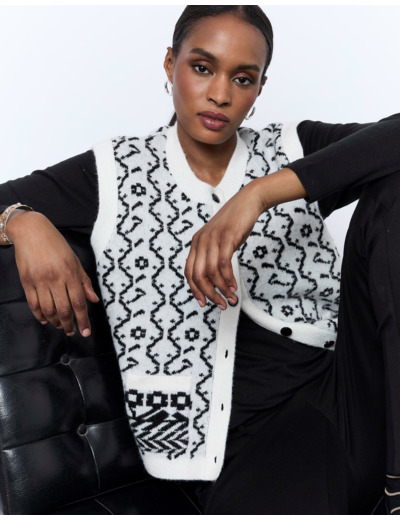 Gilet bicolore ECRU Femme