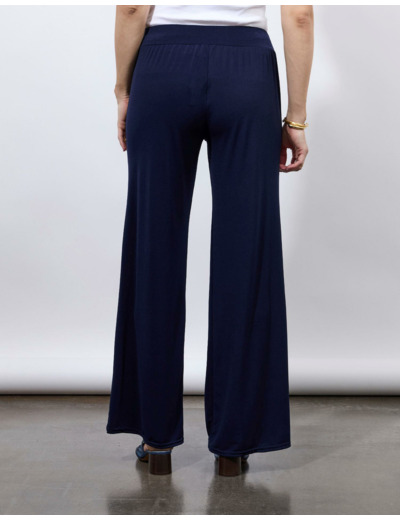 Pantalon long large uni MARINE Femme