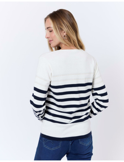 Pull marinière 100% coton rayé MARINE Femme