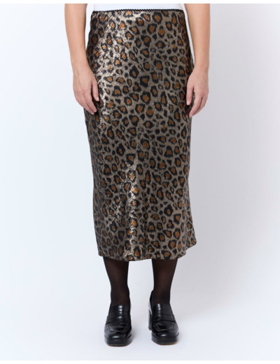 Jupe courte imprimé léopard MARRON