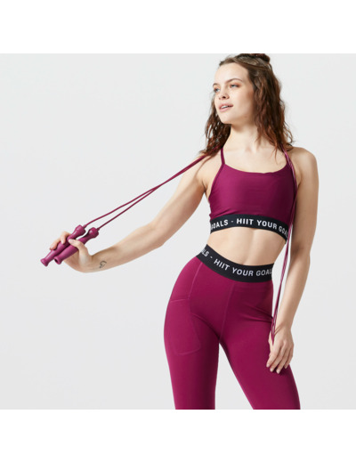 Brassière bretelles fines croisées maintien léger Femme, Violet