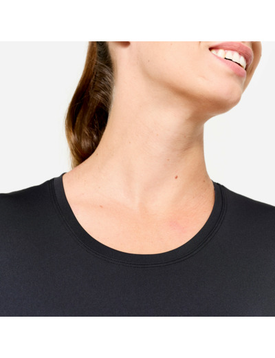 T-shirt fitness manches courtes femme, noir fumé