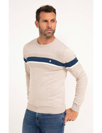 Pull col rond rayé Multiray