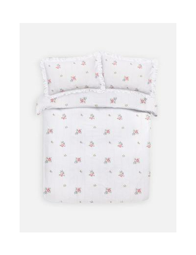 Parure de lit double à motif floral point de croix