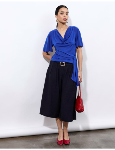 Pantalon mi-long Jupe-culotte uni MARINE Femme