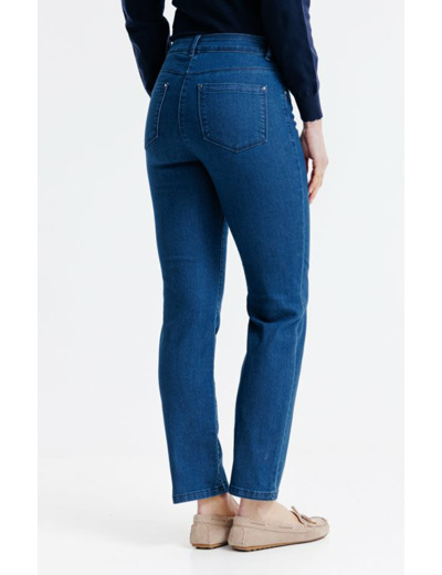 Pantacourt denim broderies fleurs