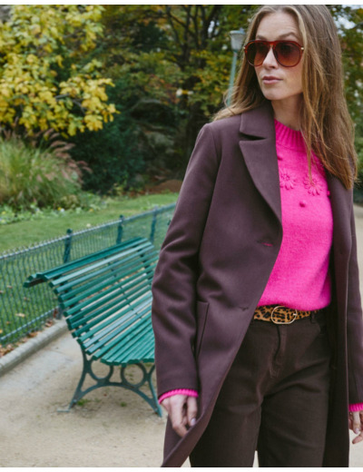 Manteau uni MARRON Femme