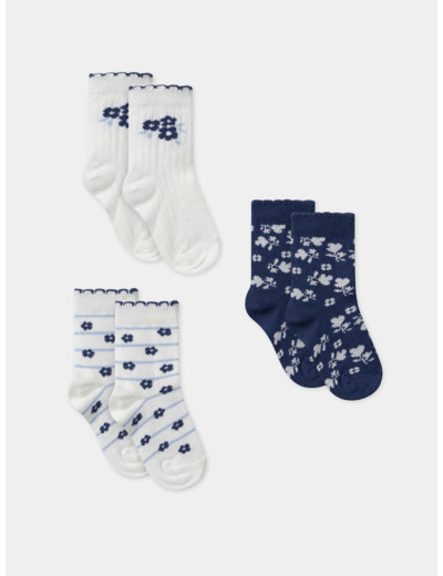Lot de 3 chaussettes jacquard fleur