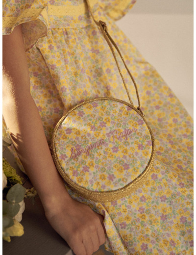 Sac doré pailleté à fleurs