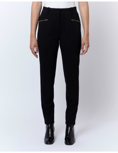 Pantalon 7/8 cigarette uni NOIR Femme