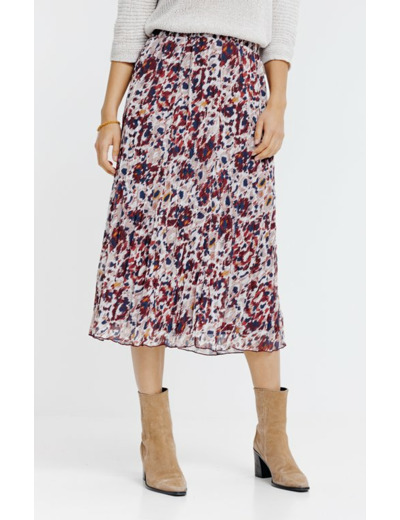 Jupe longue froissée imprimée et doublée