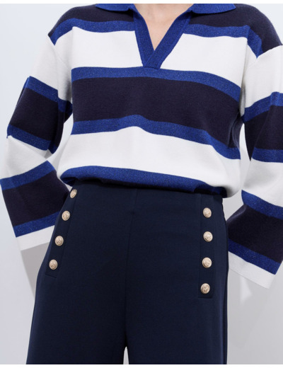 Pantalon 7/8 droit uni MARINE Femme