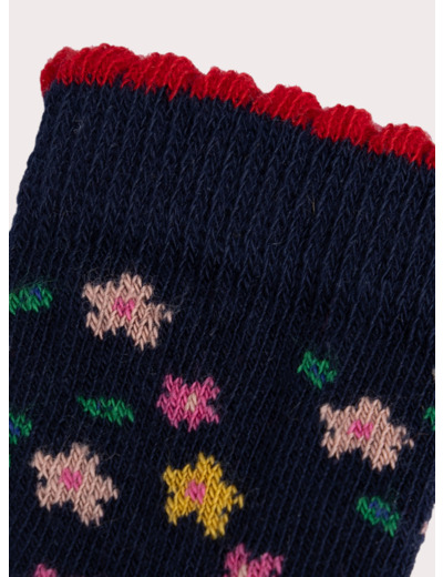Chaussettes marine fleuries pour bébé fille