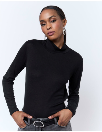 Sous-pull manches longues uni NOIR Femme