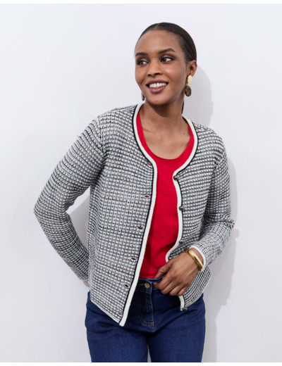 Gilet en mélange coton bicolore NOIR Femme