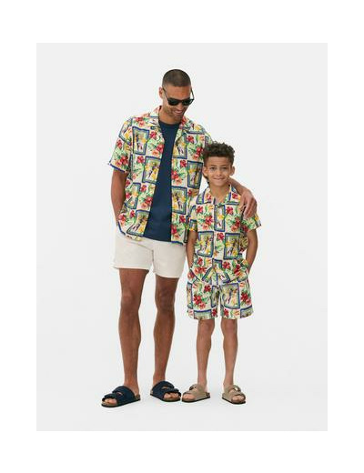 Short de bain carte postale tropicale ado garçon