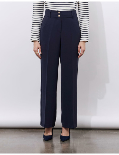 Pantalon long large uni MARINE Femme