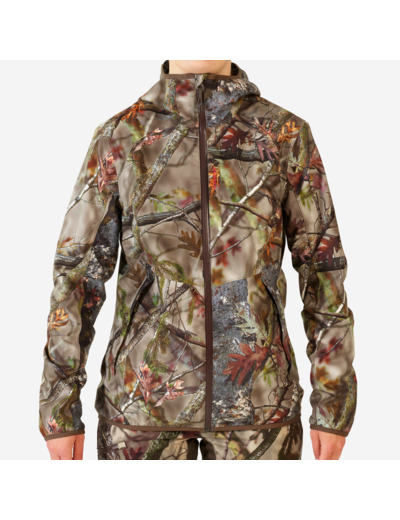 VESTE CHASSE FEMME IMPERMEABLE SILENCIEUSE CAMOUFLAGE 500