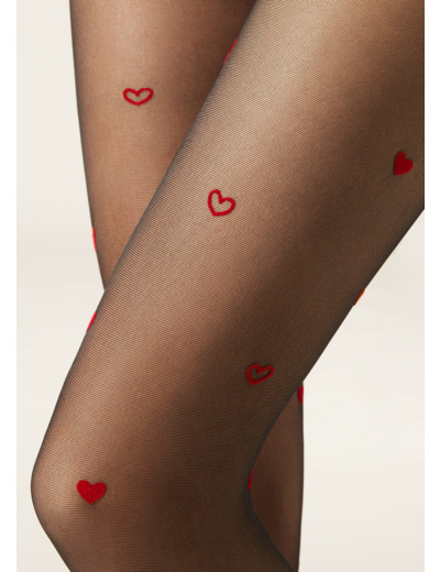 Collant voile à petits cœurs