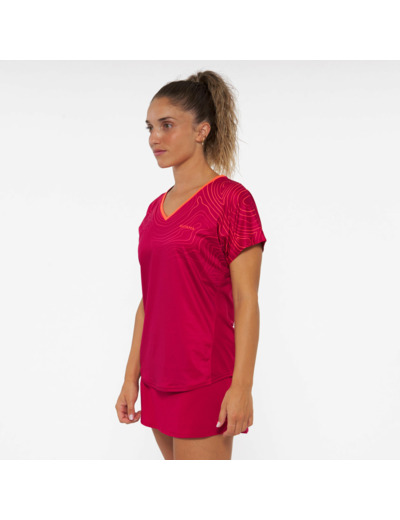 T-shirt de padel manches courtes respirant Femme- 500 rouge