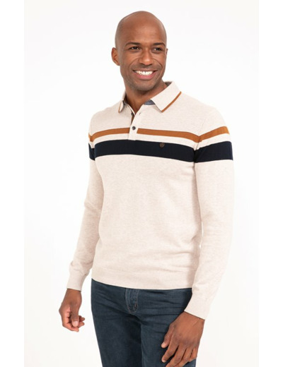 Pull col polo rayé Stripe
