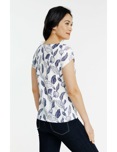 Tee-shirt imprimé brodé col rond