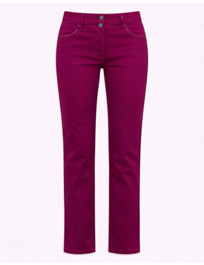 Pantalon 7/8 slim uni AUBERGINE Femme