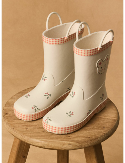 Bottes de pluie écrue imprimé baies et vichy