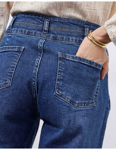 Jean long large BLEU Femme