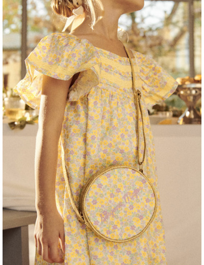 Sac doré pailleté à fleurs